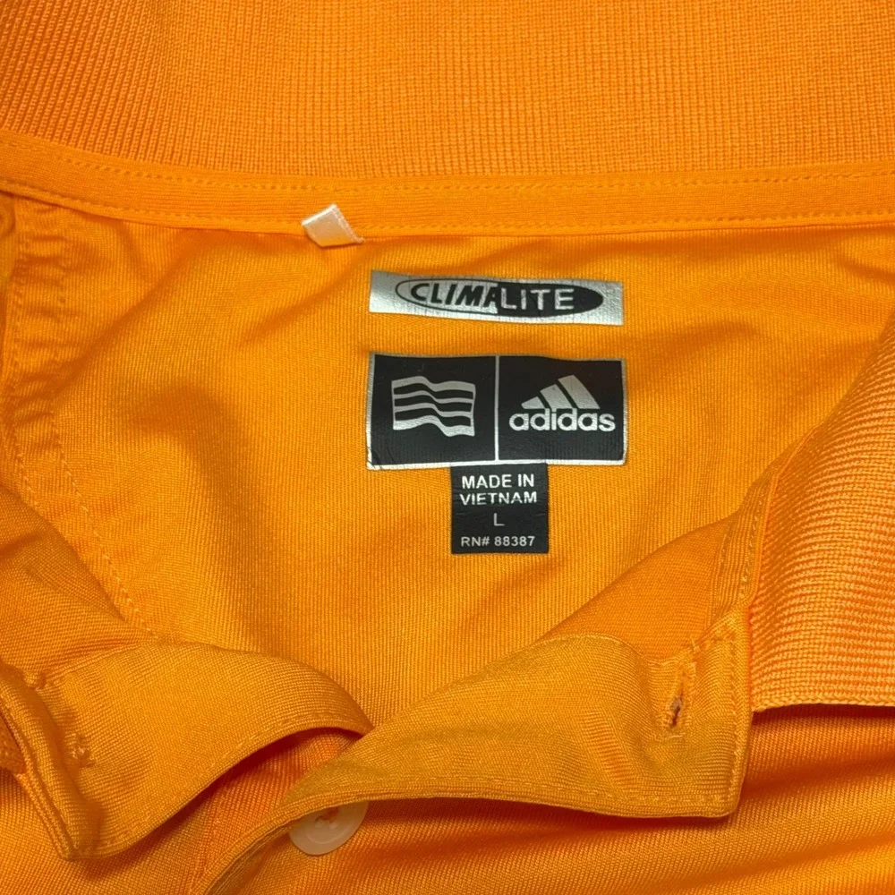 Adidas Polo Shirt Mens Large Orange Climalite Short Sleeve Performance Golf‎